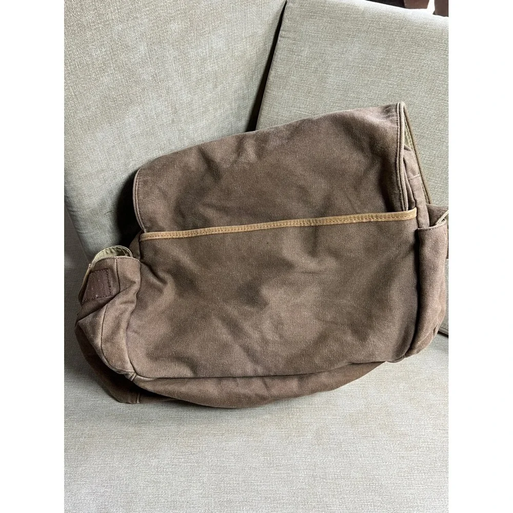 Vintage LL Bean Brown Canvas Leather Trim Messenger Field Bag LLB#0AMN7